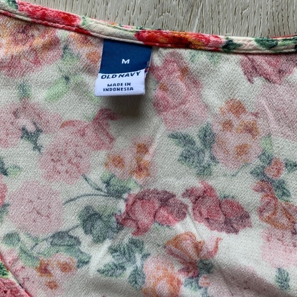 Floral Puff-Sleeve V-Neck Crepe Midi Dress for Women size M Old Navy cottage - Picture 3 of 13